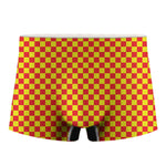 Red And Yellow Checkered Pattern Print Men's Boxer Briefs