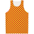 Red And Yellow Checkered Pattern Print Men's Tank Top