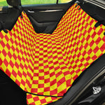 Red And Yellow Checkered Pattern Print Pet Car Back Seat Cover