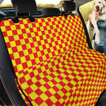 Red And Yellow Checkered Pattern Print Pet Car Back Seat Cover