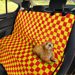 Red And Yellow Checkered Pattern Print Pet Car Back Seat Cover