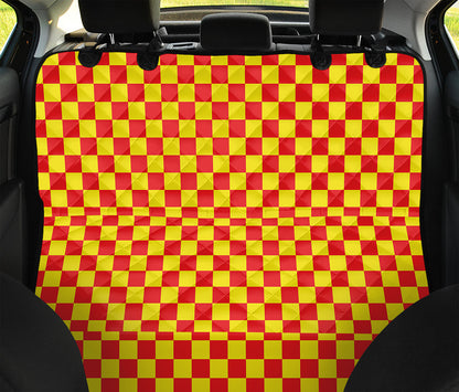 Red And Yellow Checkered Pattern Print Pet Car Back Seat Cover