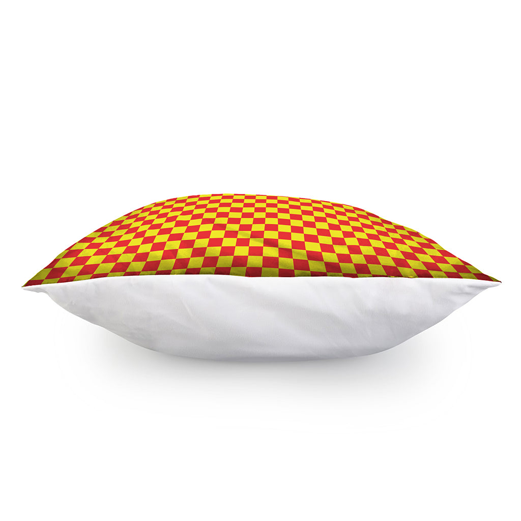 Red And Yellow Checkered Pattern Print Pillow Cover