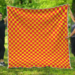 Red And Yellow Checkered Pattern Print Quilt