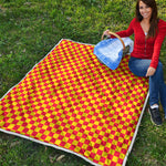 Red And Yellow Checkered Pattern Print Quilt