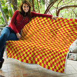 Red And Yellow Checkered Pattern Print Quilt