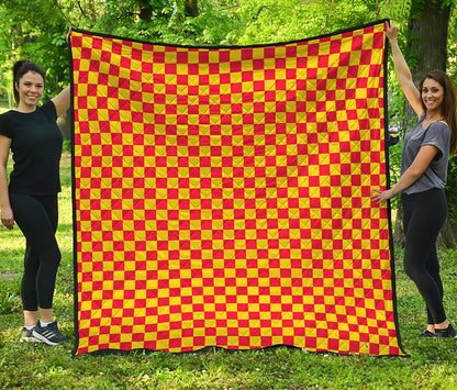 Red And Yellow Checkered Pattern Print Quilt