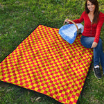 Red And Yellow Checkered Pattern Print Quilt