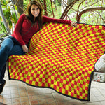 Red And Yellow Checkered Pattern Print Quilt