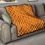 Red And Yellow Checkered Pattern Print Quilt