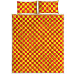 Red And Yellow Checkered Pattern Print Quilt Bed Set