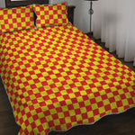 Red And Yellow Checkered Pattern Print Quilt Bed Set
