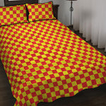 Red And Yellow Checkered Pattern Print Quilt Bed Set