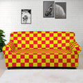 Red And Yellow Checkered Pattern Print Sofa Cover