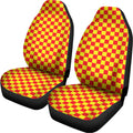 Red And Yellow Checkered Pattern Print Universal Fit Car Seat Covers