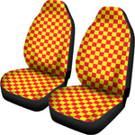 Red And Yellow Checkered Pattern Print Universal Fit Car Seat Covers