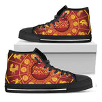 Red And Yellow Chinese Zodiac Print Black High Top Shoes