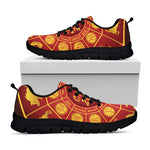 Red And Yellow Chinese Zodiac Print Black Sneakers