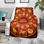 Red And Yellow Chinese Zodiac Print Blanket