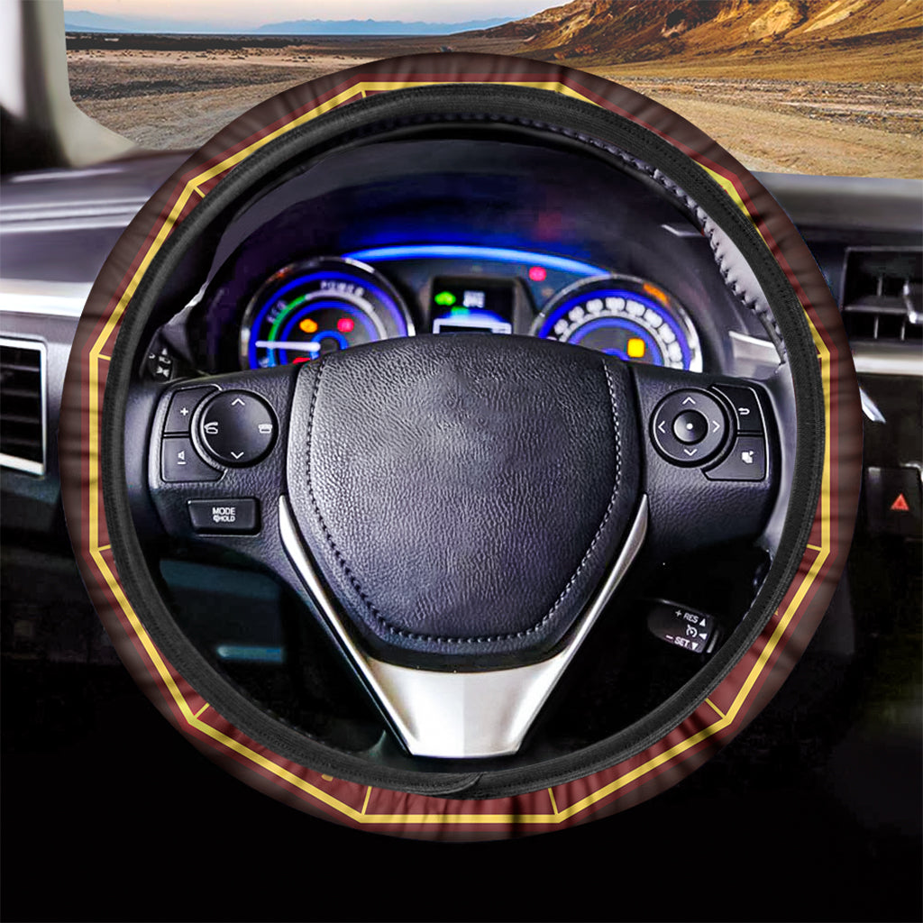 Red And Yellow Chinese Zodiac Print Car Steering Wheel Cover