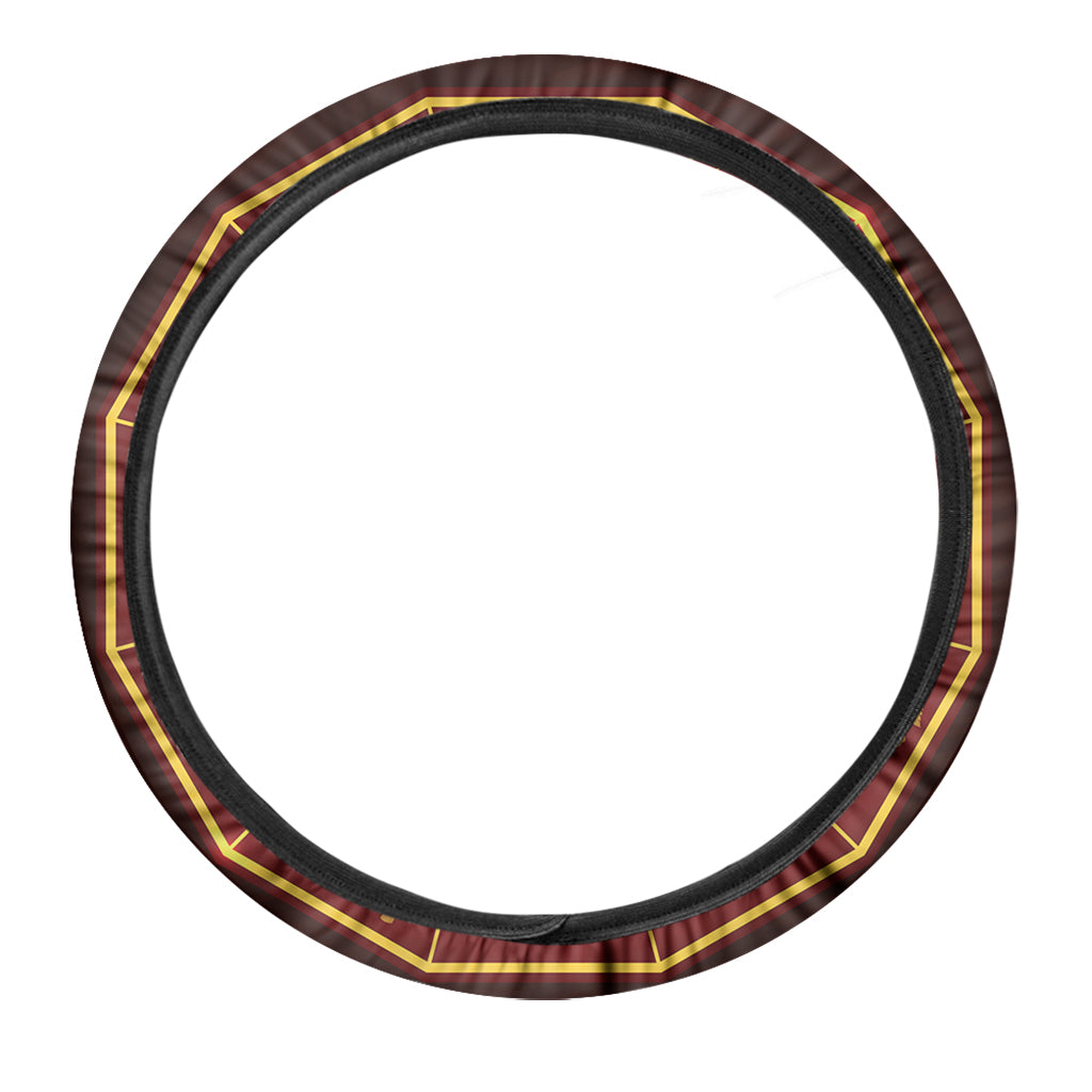 Red And Yellow Chinese Zodiac Print Car Steering Wheel Cover