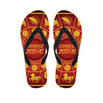 Red And Yellow Chinese Zodiac Print Flip Flops