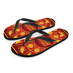 Red And Yellow Chinese Zodiac Print Flip Flops