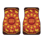 Red And Yellow Chinese Zodiac Print Front Car Floor Mats