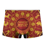 Red And Yellow Chinese Zodiac Print Men's Boxer Briefs
