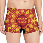 Red And Yellow Chinese Zodiac Print Men's Boxer Briefs