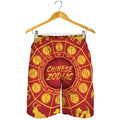 Red And Yellow Chinese Zodiac Print Men's Shorts