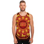 Red And Yellow Chinese Zodiac Print Men's Tank Top