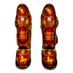 Red And Yellow Chinese Zodiac Print Muay Thai Shin Guard