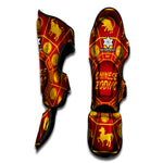 Red And Yellow Chinese Zodiac Print Muay Thai Shin Guard