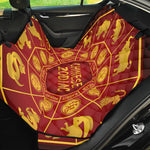 Red And Yellow Chinese Zodiac Print Pet Car Back Seat Cover