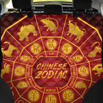 Red And Yellow Chinese Zodiac Print Pet Car Back Seat Cover