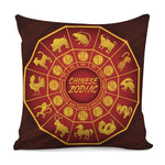 Red And Yellow Chinese Zodiac Print Pillow Cover