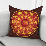 Red And Yellow Chinese Zodiac Print Pillow Cover