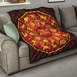 Red And Yellow Chinese Zodiac Print Quilt