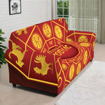 Red And Yellow Chinese Zodiac Print Sofa Cover