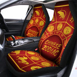 Red And Yellow Chinese Zodiac Print Universal Fit Car Seat Covers