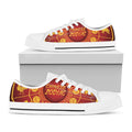 Red And Yellow Chinese Zodiac Print White Low Top Sneakers