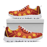 Red And Yellow Chinese Zodiac Print White Sneakers