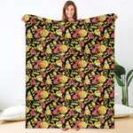 Red And Yellow Flowers Print Blanket
