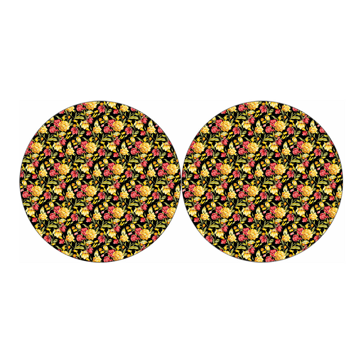 Red And Yellow Flowers Print Car Coasters