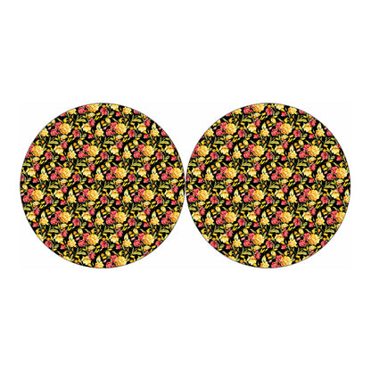 Red And Yellow Flowers Print Car Coasters