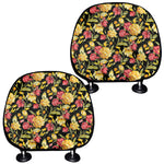 Red And Yellow Flowers Print Car Headrest Covers