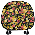 Red And Yellow Flowers Print Car Headrest Covers