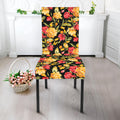 Red And Yellow Flowers Print Dining Chair Slipcover