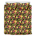 Red And Yellow Flowers Print Duvet Cover Bedding Set
